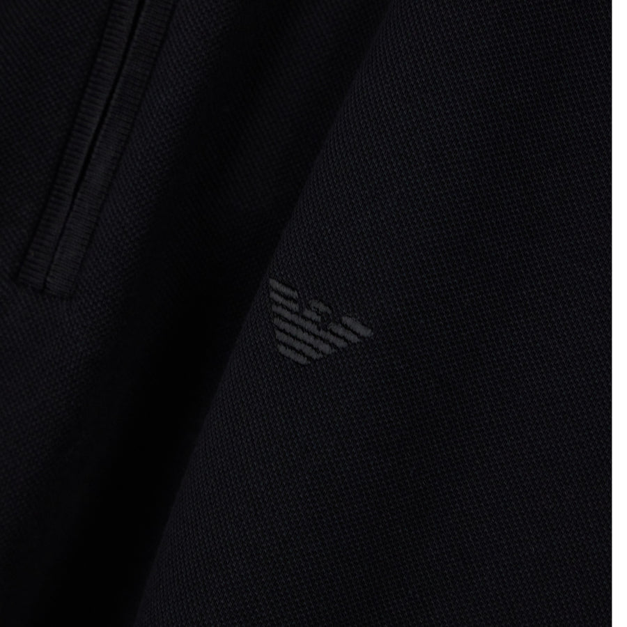 Emporio Armani Pique Half Zip Black Polo Shirt