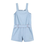 Billieblush Kids Embroidered Denim Strappy Playsuit