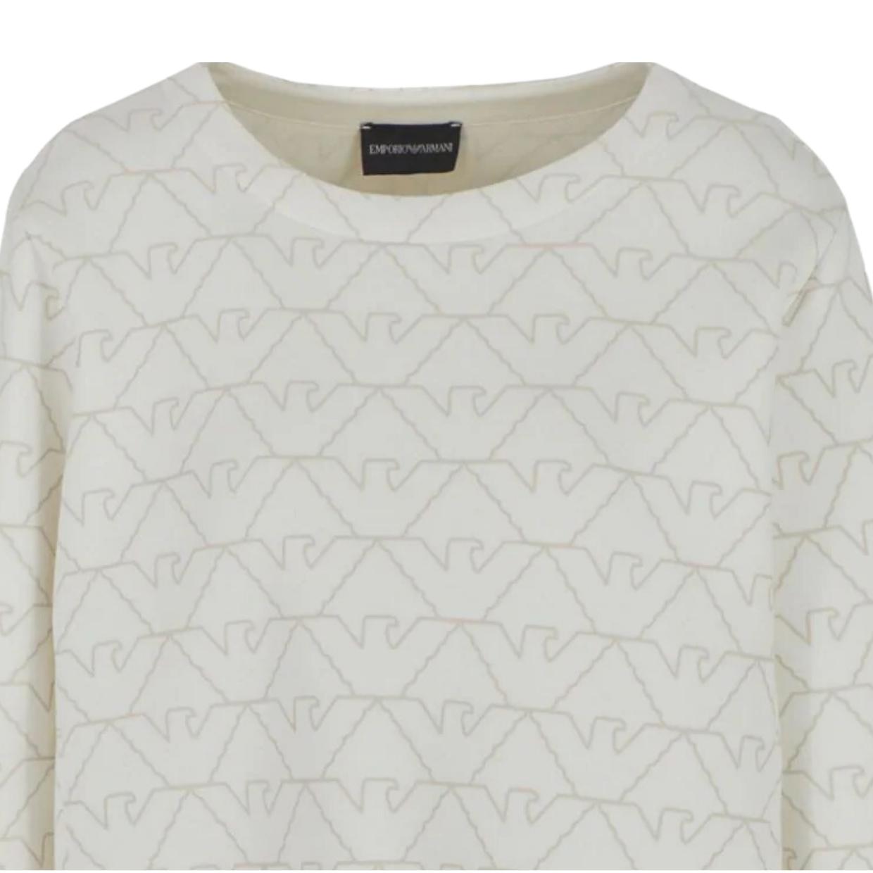 Emporio Armani All-Over Eagle Logo Off-White Sweatshirt