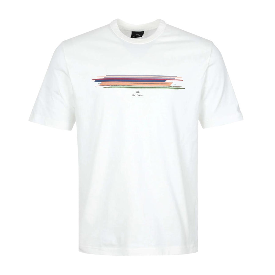 Paul Smith Casual Fit Print Stripe White T-Shirt