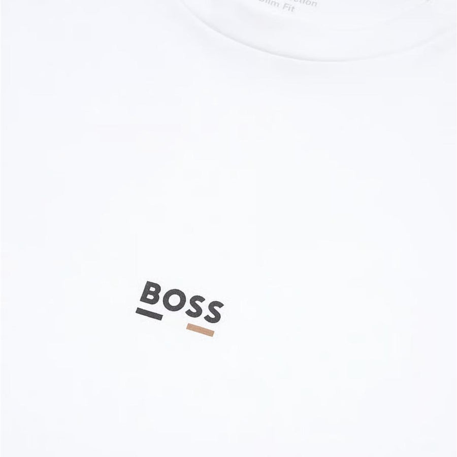 BOSS Slim Fit Printed Logo White T-Shirt
