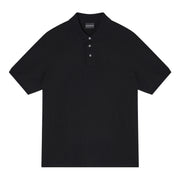 Emporio Armani Logo Lettering Jacquard Black Polo Shirt