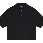 Emporio Armani Logo Lettering Jacquard Black Polo Shirt