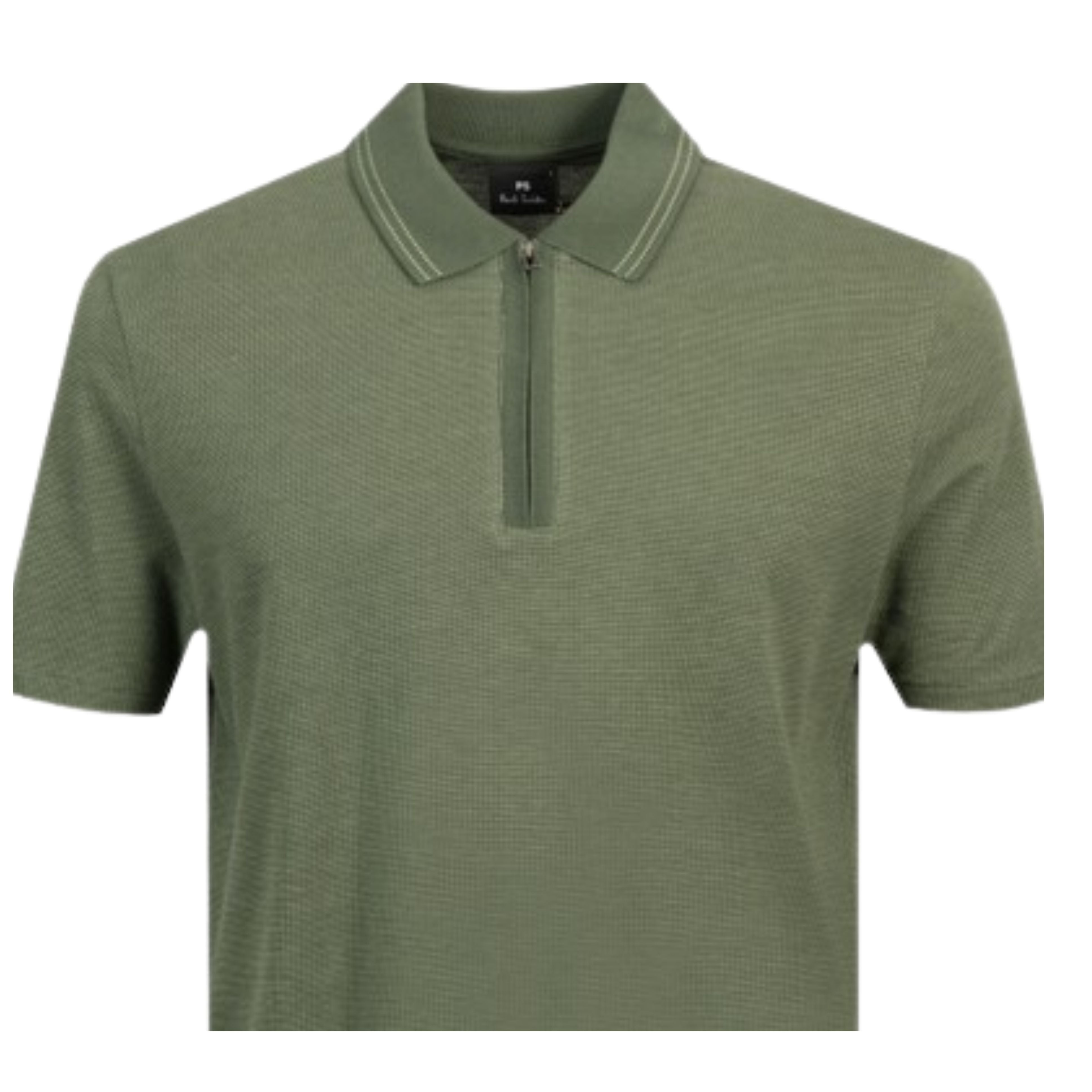Paul Smith Regular Fit Half Zip Green Polo Shirt