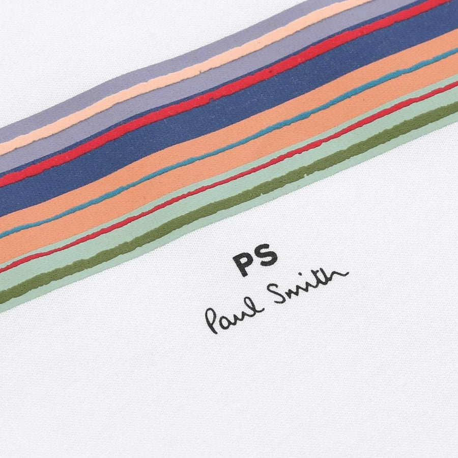 Paul Smith Casual Fit Print Stripe White T-Shirt