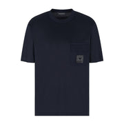 Emporio Armani Logo Patch Lyocell-Blend Dark Navy T-Shirt