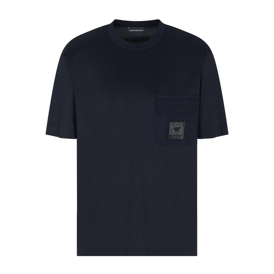 Emporio Armani Logo Patch Lyocell-Blend Dark Navy T-Shirt