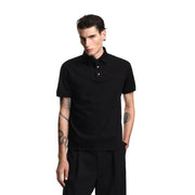 Emporio Armani Logo Lettering Jacquard Black Polo Shirt