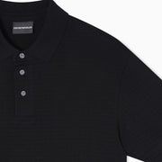 Emporio Armani Logo Lettering Jacquard Black Polo Shirt