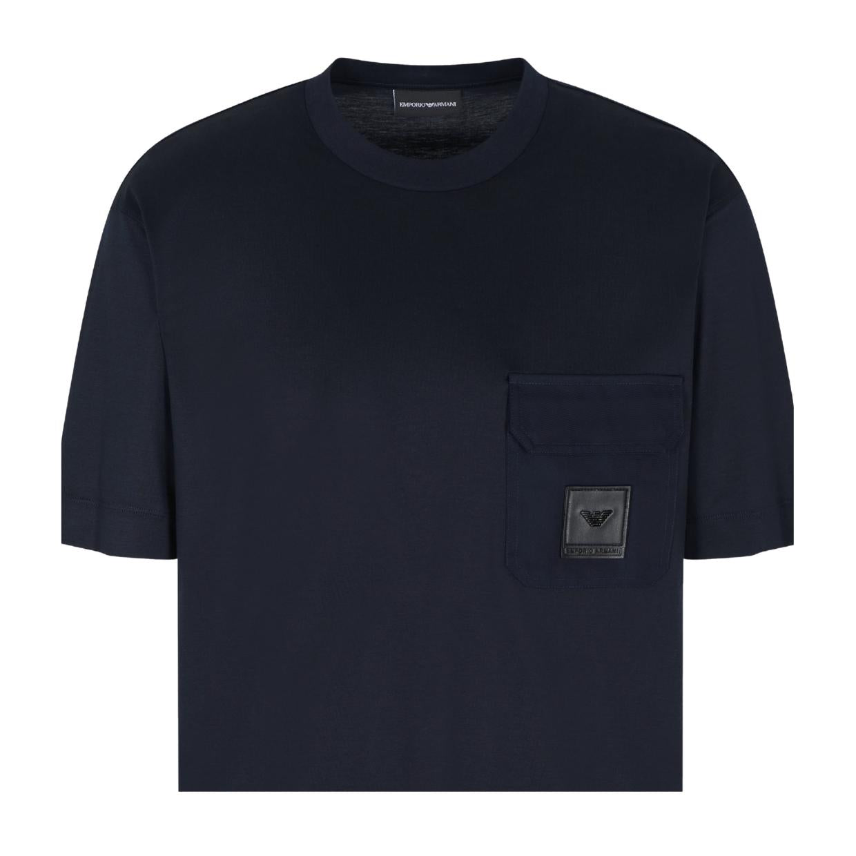 Emporio Armani Logo Patch Lyocell-Blend Dark Navy T-Shirt
