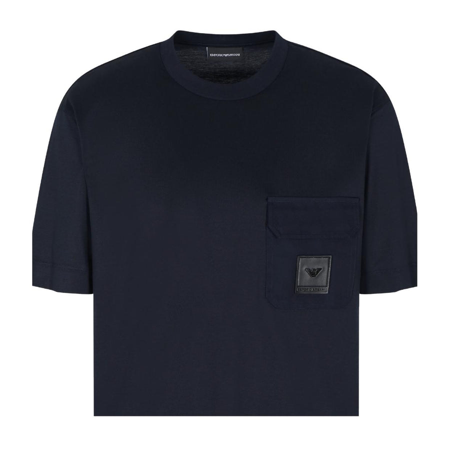 Emporio Armani Logo Patch Lyocell-Blend Dark Navy T-Shirt