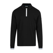 Sandbanks Silicone Zip Long Sleeve Black Polo Shirt