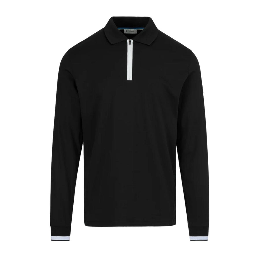 Sandbanks Silicone Zip Long Sleeve Black Polo Shirt