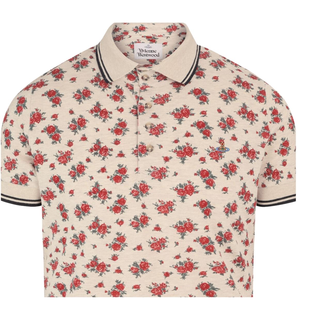 Vivienne Westwood Two Button Floral Rose Polo Shirt