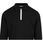 Sandbanks Silicone Zip Long Sleeve Black Polo Shirt