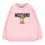 Moschino Baby Teddy Bear Logo Pink Crew Neck Sweatshirt