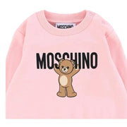 Moschino Baby Teddy Bear Logo Pink Crew Neck Sweatshirt