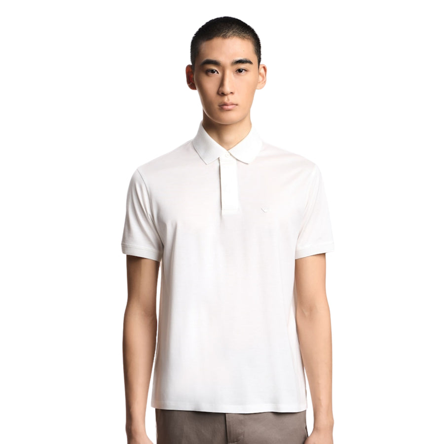Emporio Armani Micro Eagle White Polo Shirt