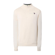 Paul Smith Zebra Logo Patch Cotton Off-White Half Zip Knitted Sweatshirt