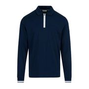 Sandbanks Silicone Zip Long Sleeve Navy Polo Shirt