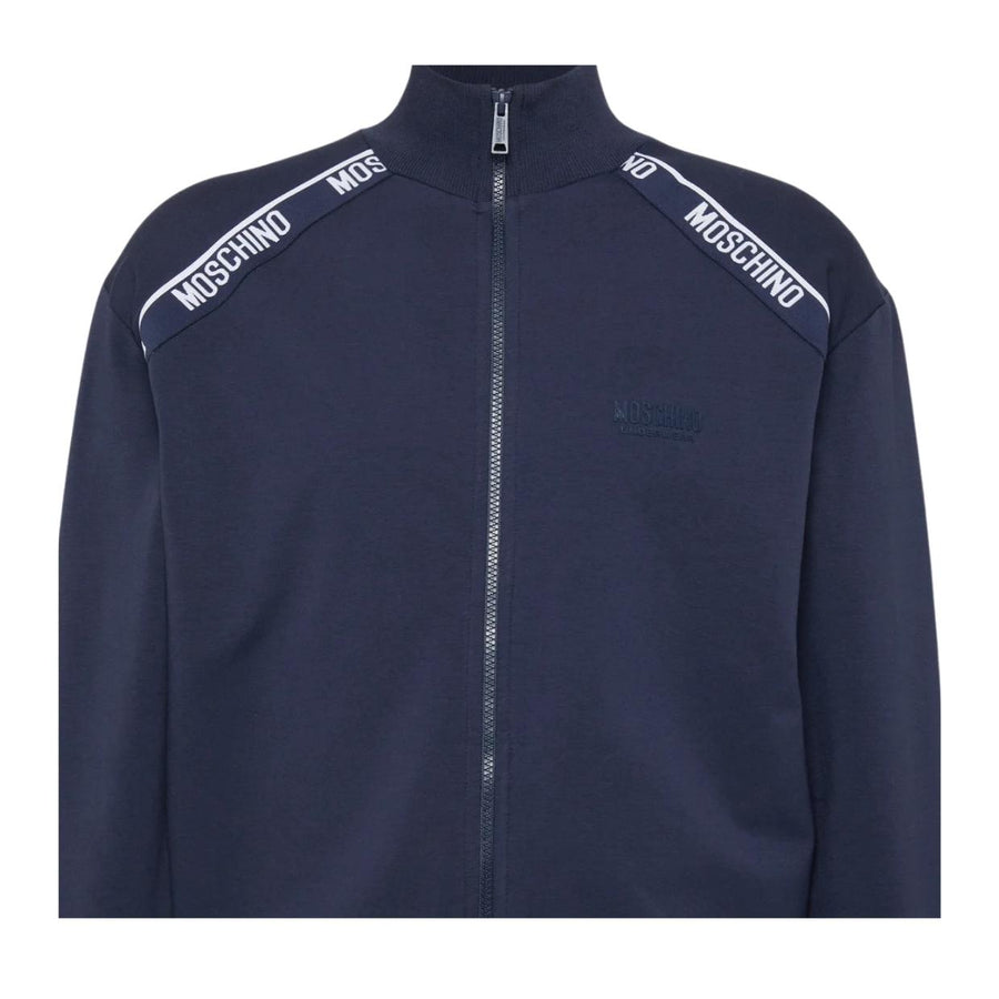 Moschino Underwear Logo Tape Navy Zip Sweatshirt
