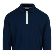 Sandbanks Silicone Zip Long Sleeve Navy Polo Shirt