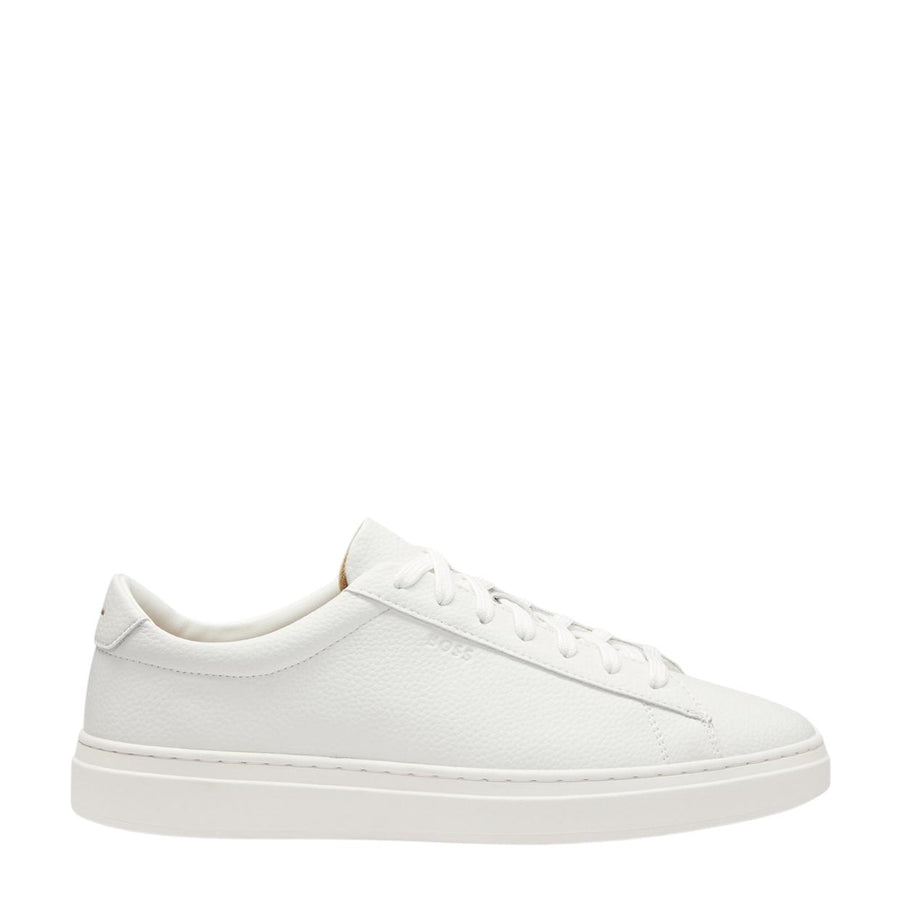 BOSS Kieran Grained-Leather White Trainers