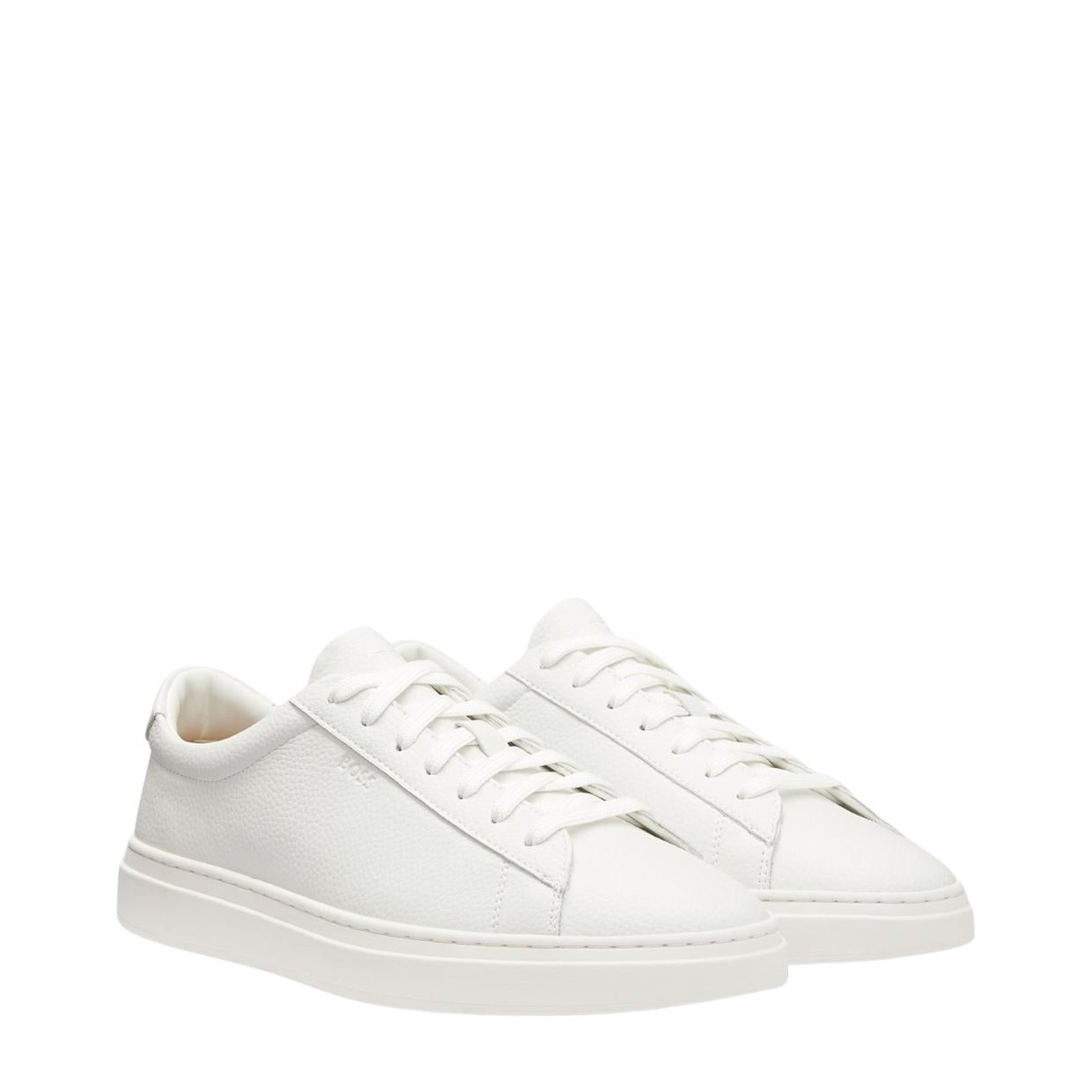 BOSS Kieran Grained-Leather White Trainers