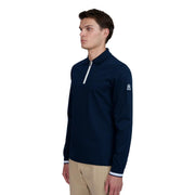 Sandbanks Silicone Zip Long Sleeve Navy Polo Shirt