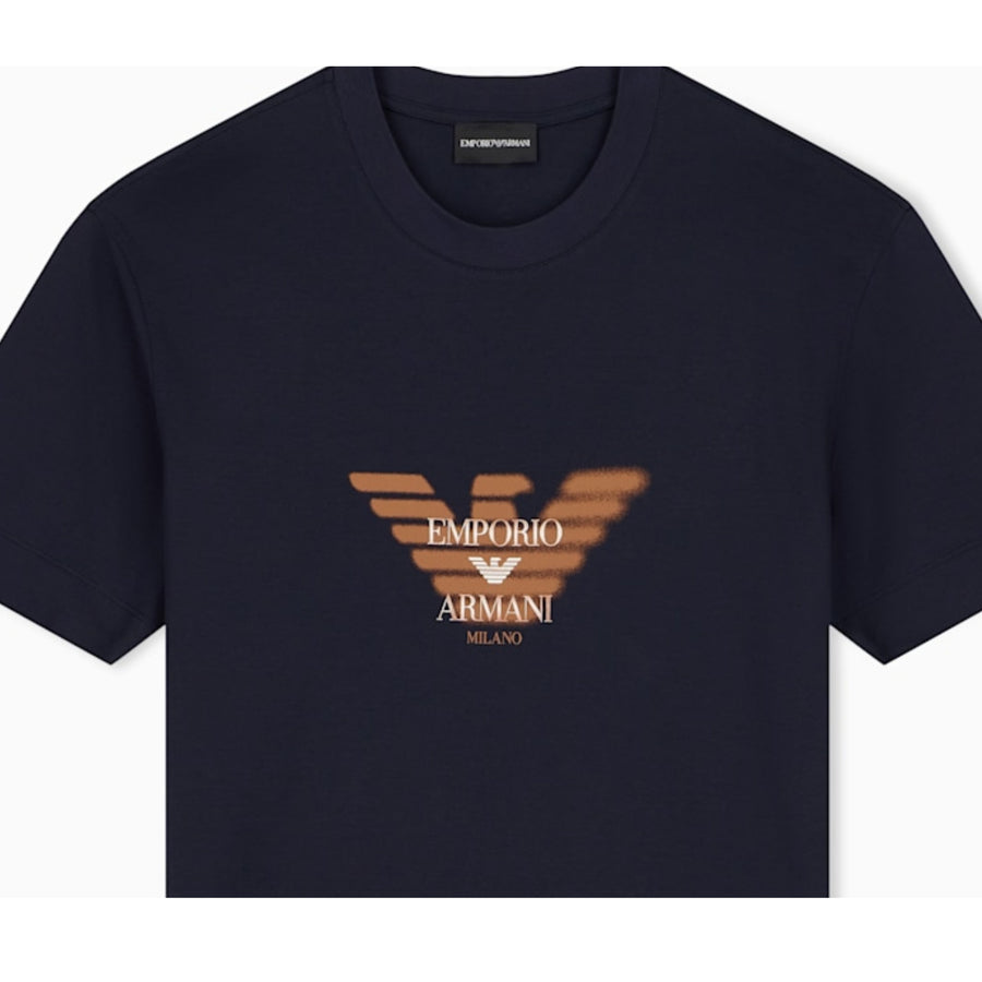 Emporio Armani Graffiti Eagle Logo Navy T-Shirt