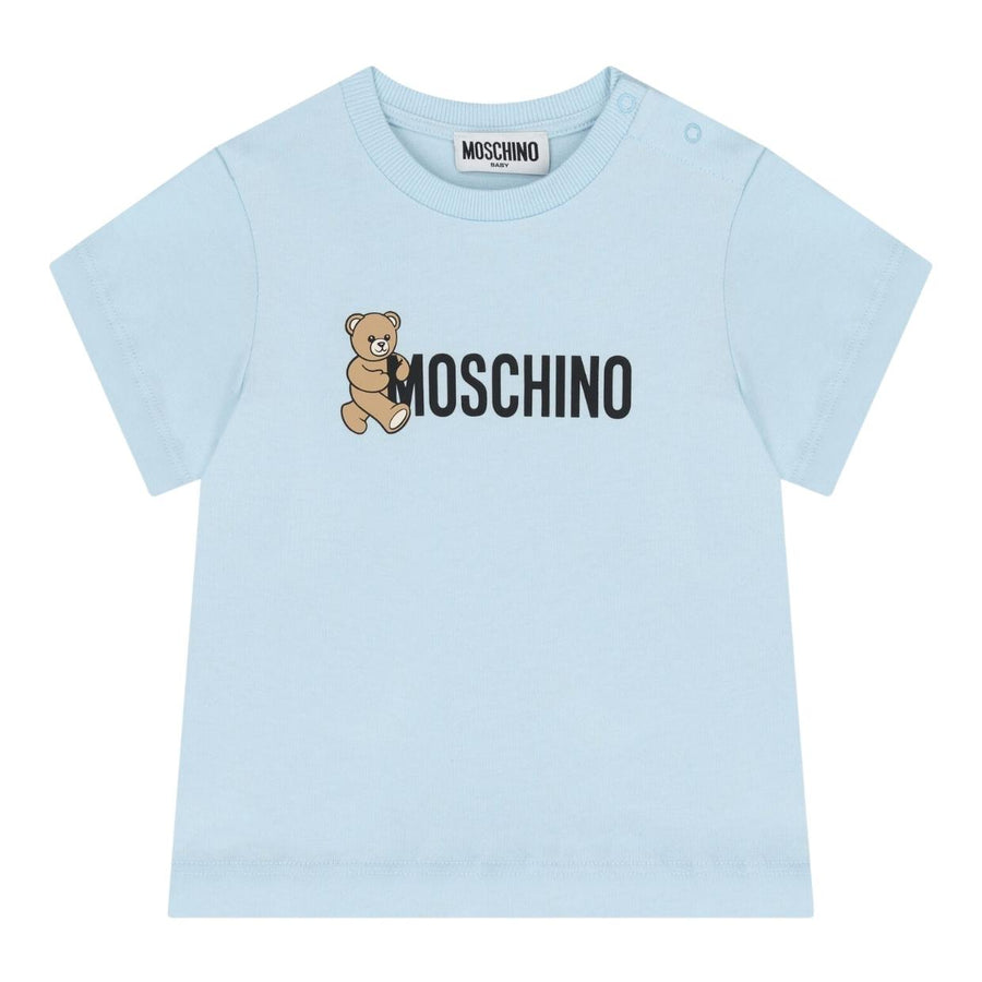 Moschino Baby Print Teddy Bear Sky Blue T-Shirt