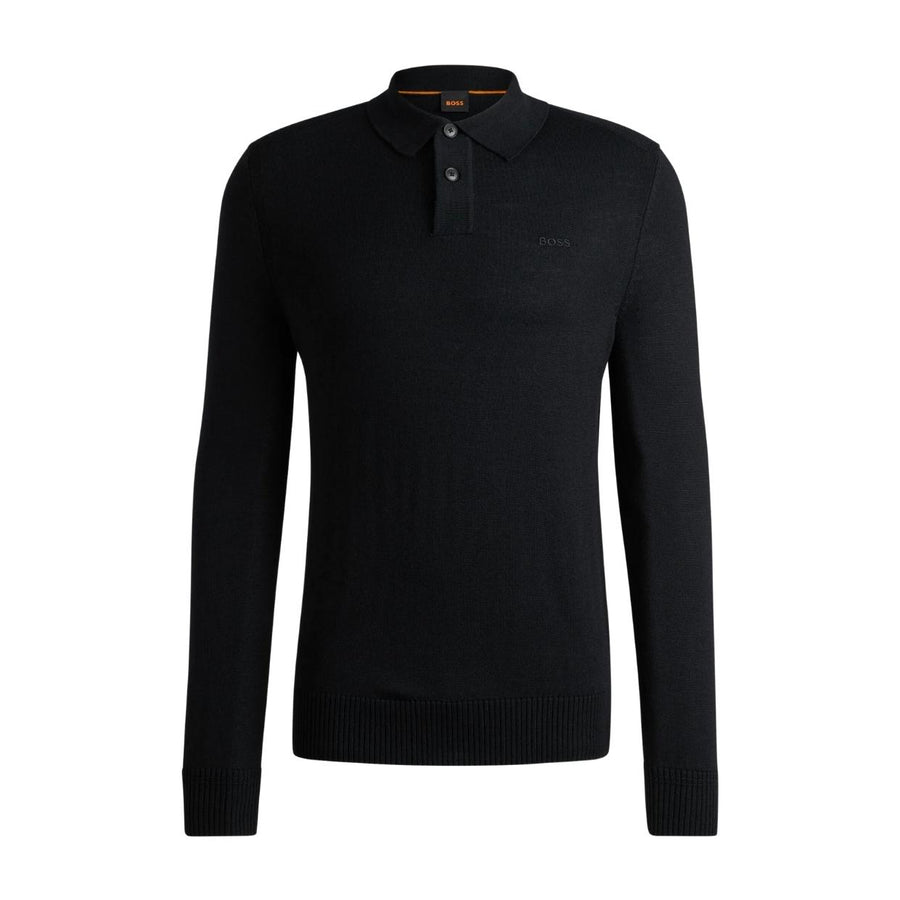 BOSS Wool Blend Black Polo Sweater Buy Online at Retro