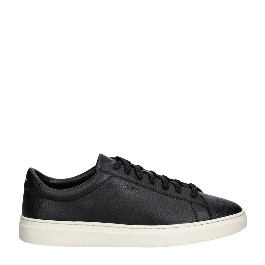 BOSS Kieran Grained-Leather Black Trainers