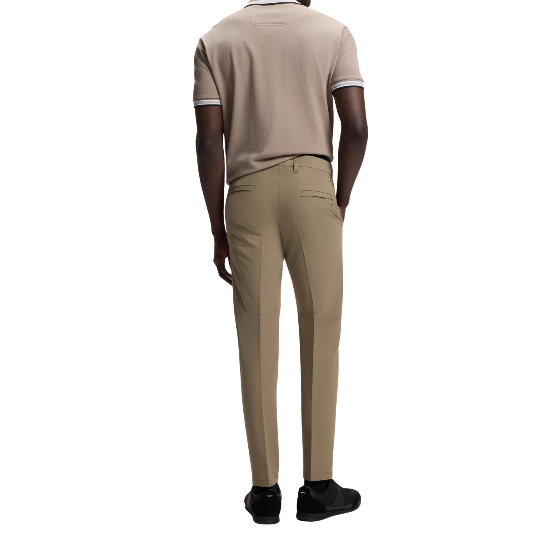 BOSS Slim Fit Stretch Fabric Commuter Beige Trousers