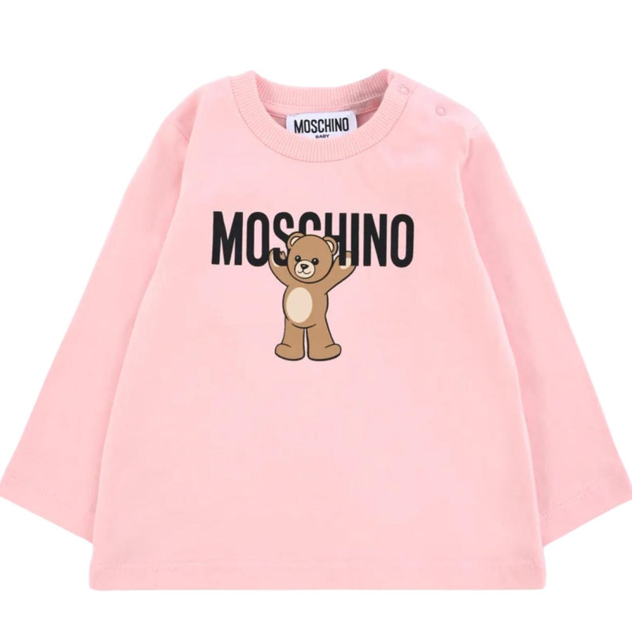 Moschino Baby Teddy Bear Pink Long Sleeve T-Shirt