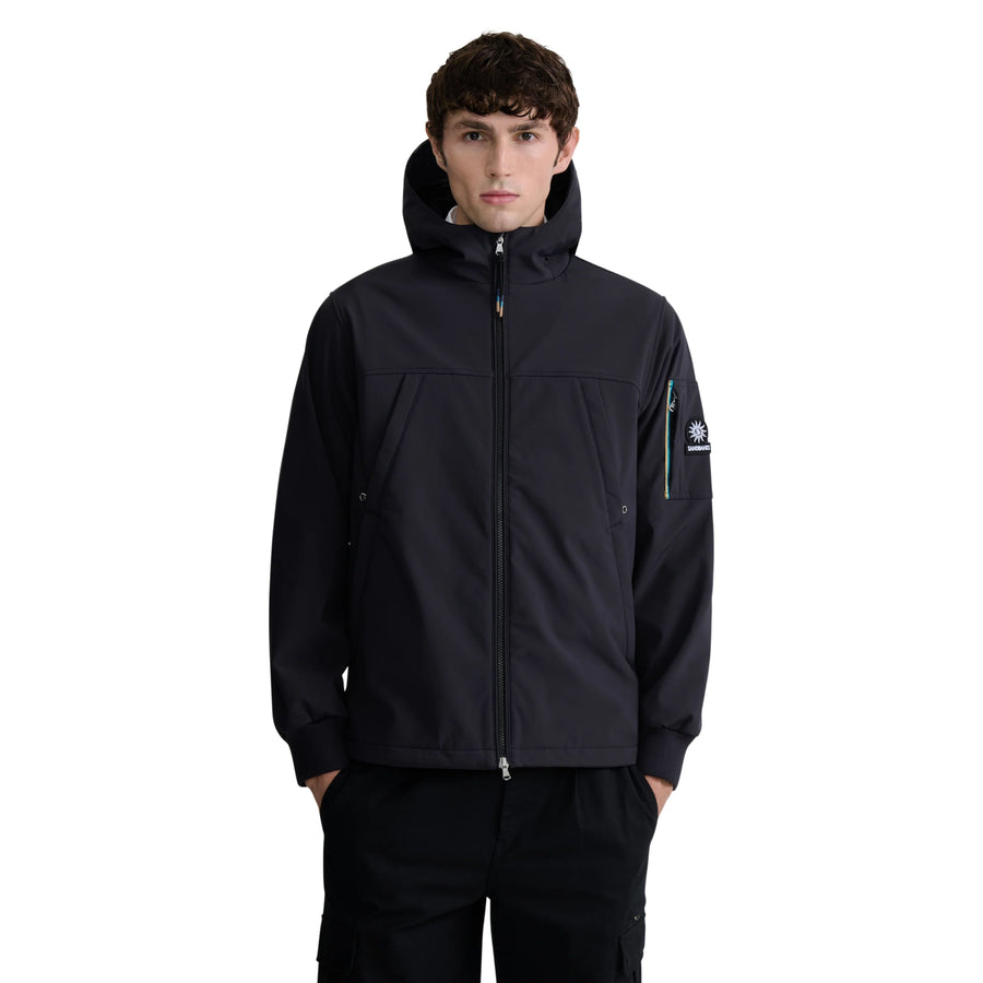 Sandbanks Softshell Hooded Black Jacket