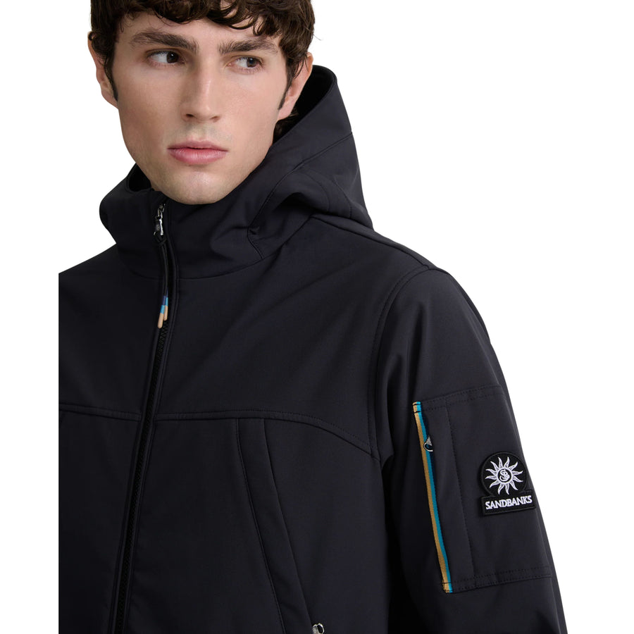 Sandbanks Softshell Hooded Black Jacket