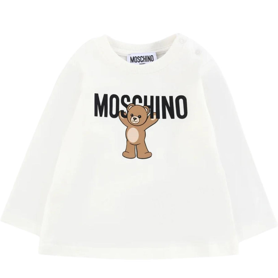Moschino Baby Teddy Bear Ivory Long Sleeve T-Shirt