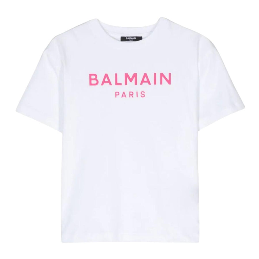 Balmain Kids Contrast Logo White T-Shirt