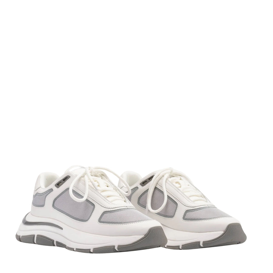 Mallet London Alton White Chrome Leather Trainers
