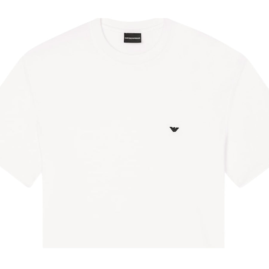 Emporio Armani 3D Eagle Embroidery White T-Shirt