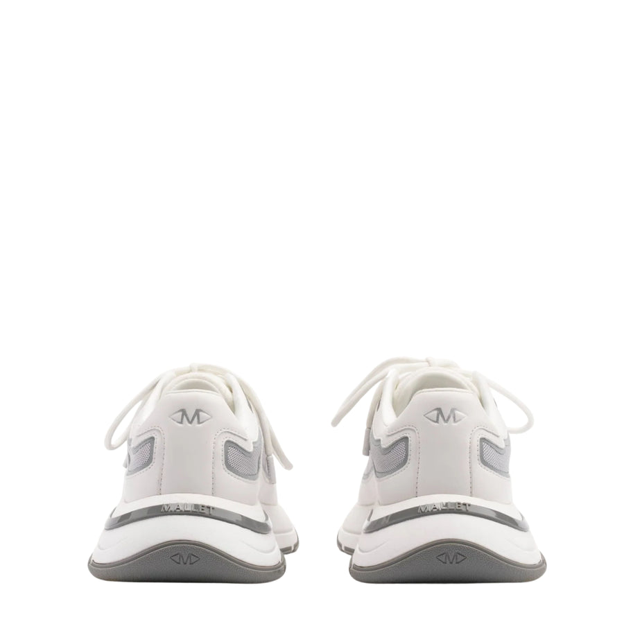 Mallet London Alton White Chrome Leather Trainers