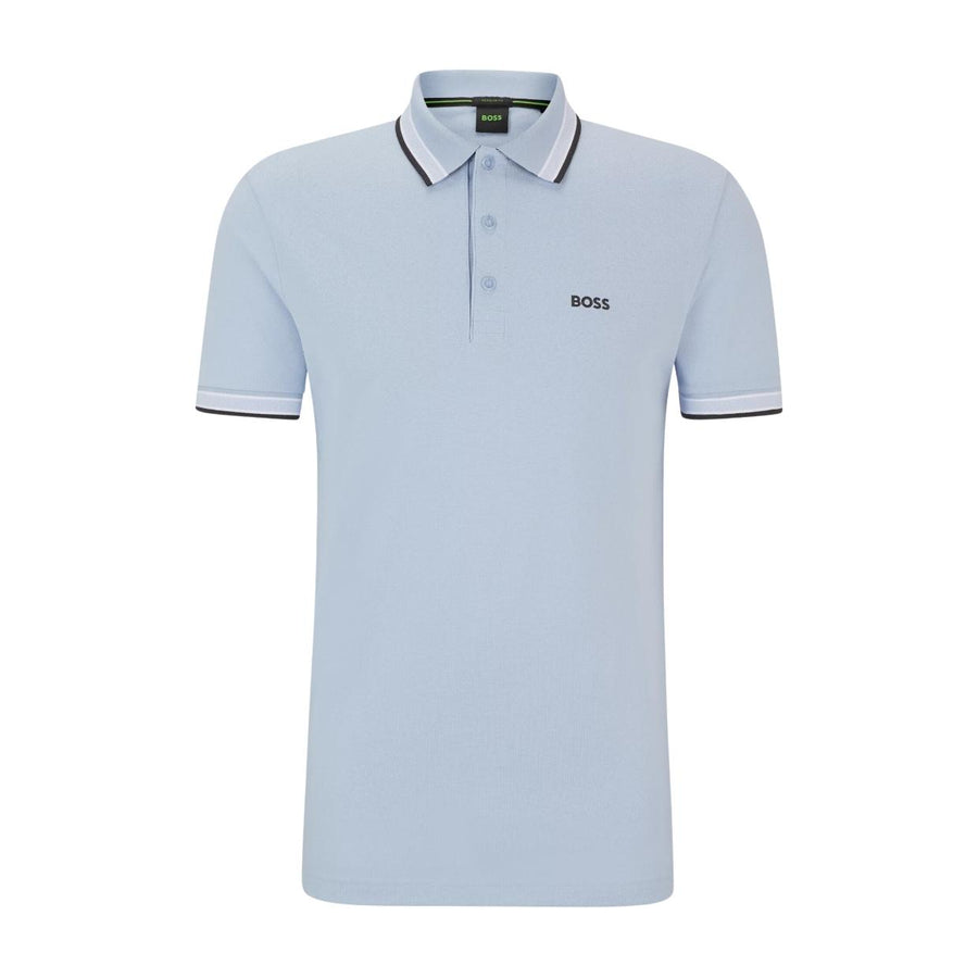 BOSS Paddy Contrast Logo Light Blue Polo Shirt