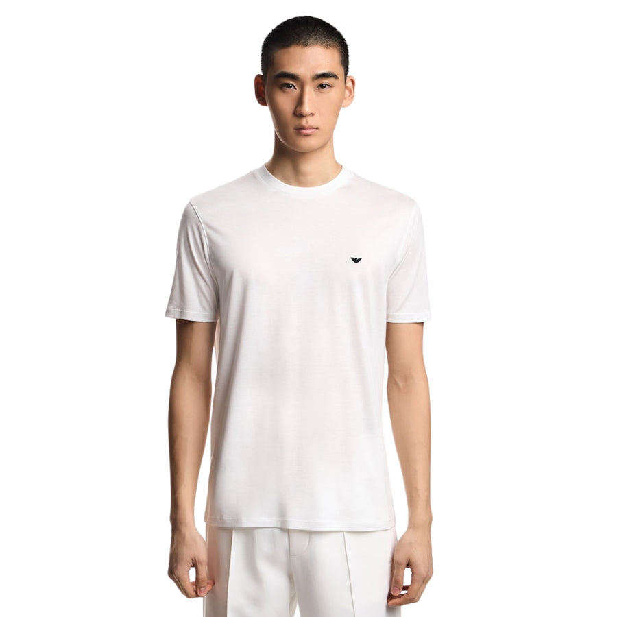 Emporio Armani 3D Eagle Embroidery White T-Shirt