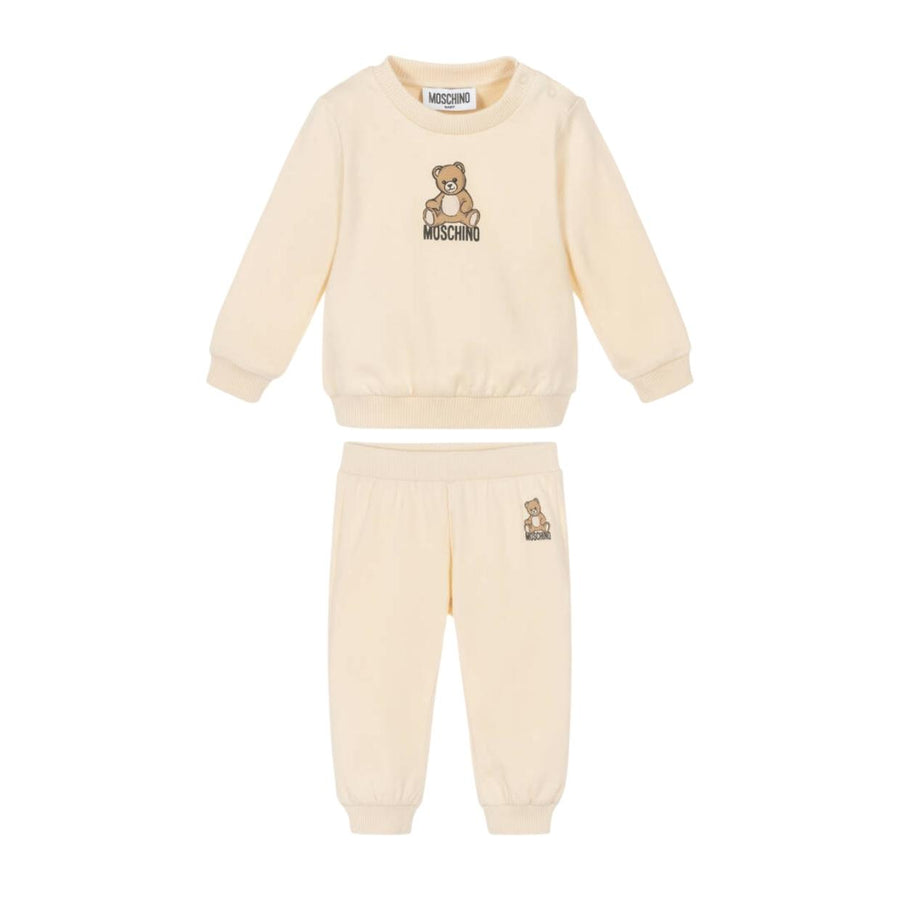 Moschino Baby Teddy Bear Logo Beige Tracksuit Set