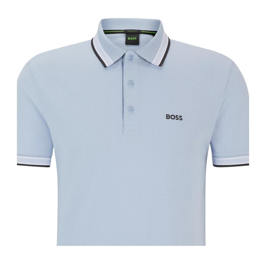 BOSS Paddy Contrast Logo Light Blue Polo Shirt
