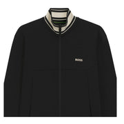 BOSS Contrast Stripe Detail Black Zip-Up Sweatshirt