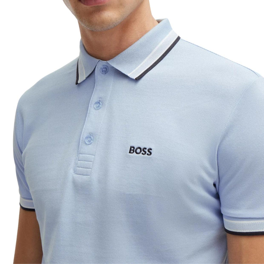 BOSS Paddy Contrast Logo Light Blue Polo Shirt
