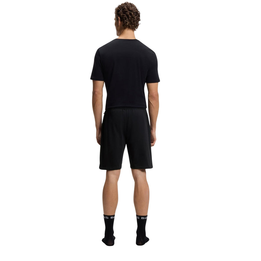 BOSS Cotton Terry Stripe & Logo Black Sweats Shorts