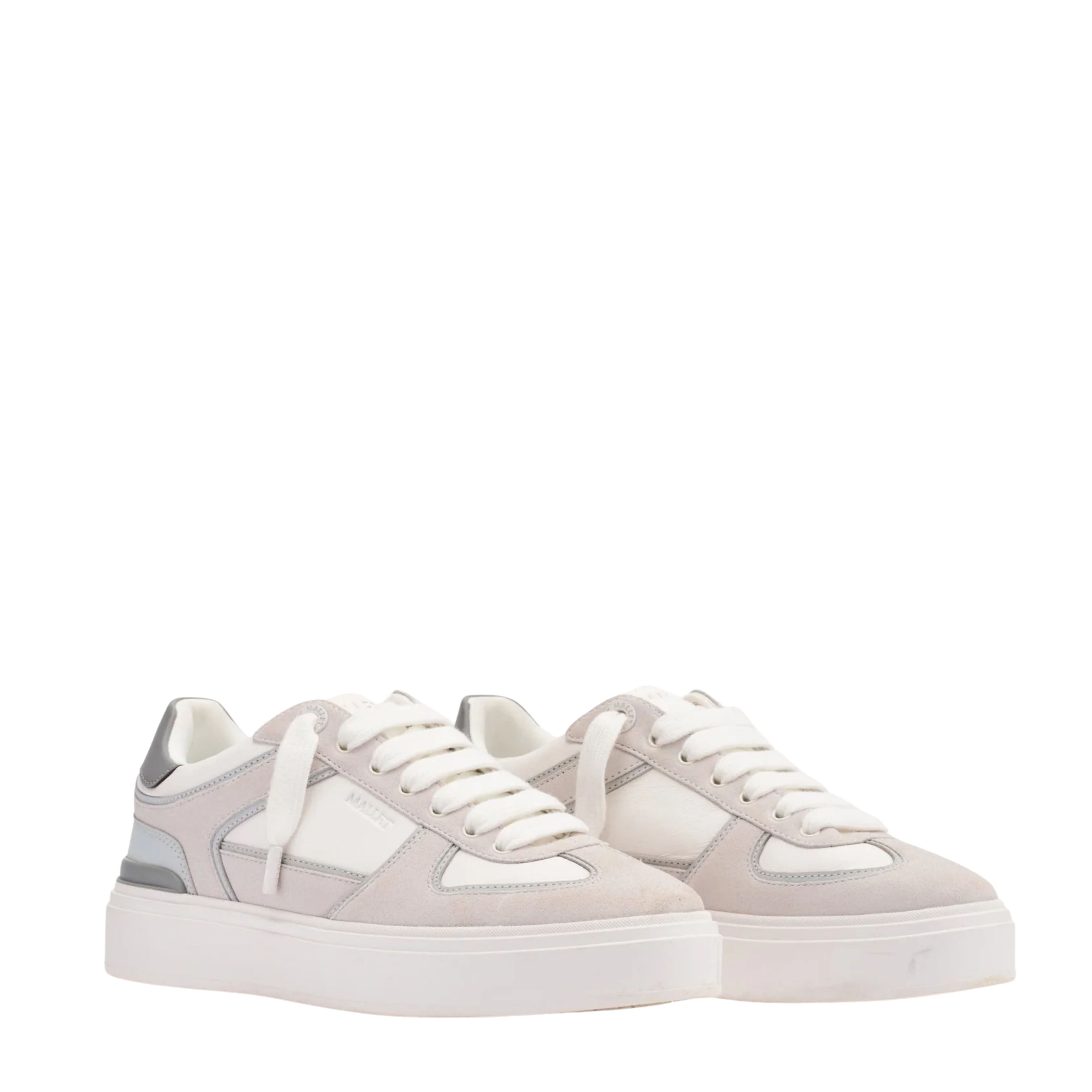 Mallet London Kingsbury Light Grey Leather Trainers